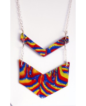 Long yellow, red and blue hippie necklace Chains or long necklaces
