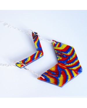 Long yellow, red and blue hippie necklace Chains or long necklaces