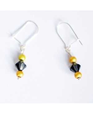 Petites boucles d'oreilles jaunes et grises Boucles d'oreilles