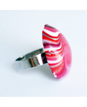 Handmade pink polymer clay cabochon ring Quirky and polymer clay rings