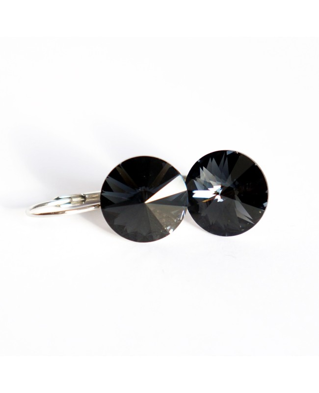 Petites boucles d'oreilles grises "graphite" en cristal