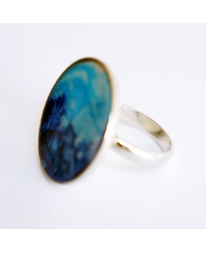 Bague bleue réalisée à la main Bagues gourmandes et en pâte polymère