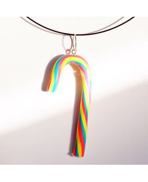Pendentif sucre d'orge (canne multicolore et fluo) Pendentifs gourmands