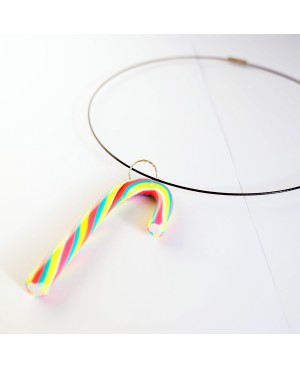 Pendentif sucre d'orge (canne multicolore et fluo) Pendentifs gourmands