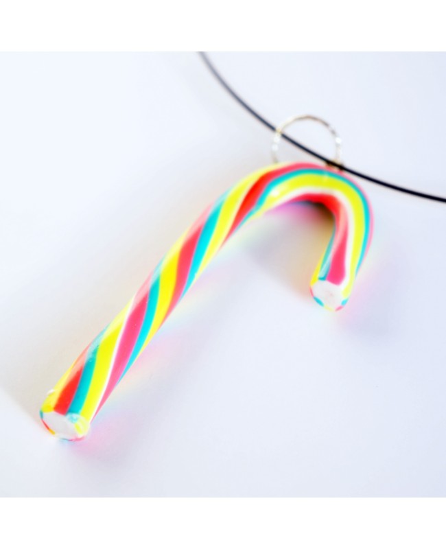 Pendentif sucre d'orge (canne multicolore et fluo)