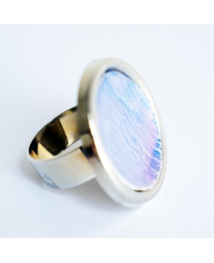 Large round pink and purple ring with metallic shimmer Quirky and polymer clay rings