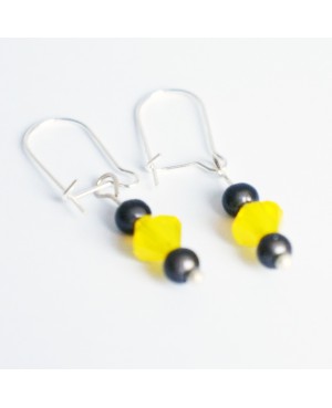 Petites boucles d'oreilles discrètes jaunes et grises Boucles d'oreilles