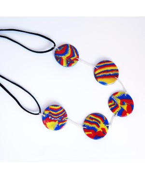 Collier multicolore aux couleurs vives avec perles plates faites à la main Colliers mi-longs