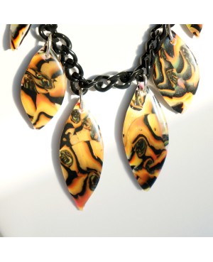 Multicolored, mid-length necklace with handmade elongated pearls Mid-length necklaces