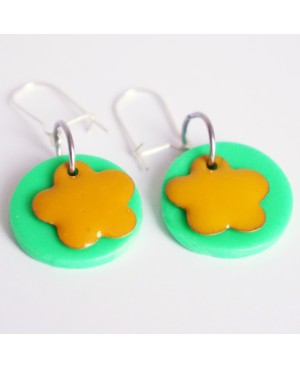 Boucles d'oreilles vertes et jaunes Boucles d'oreilles
