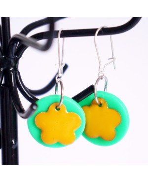 Boucles d'oreilles vertes et jaunes Boucles d'oreilles