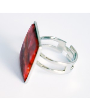 Bague carrée rouge et orange réalisée à la main Bagues gourmandes et en pâte polymère