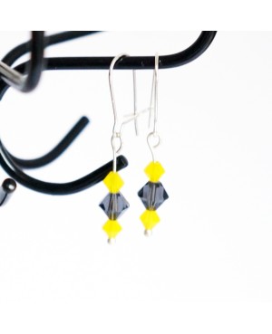 Grey and Yellow Small Earrings. Made with Swarovski Elements beads Earrings