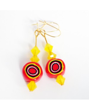 Boucles d'oreilles "cibles" jaune et orange Boucles d'oreilles