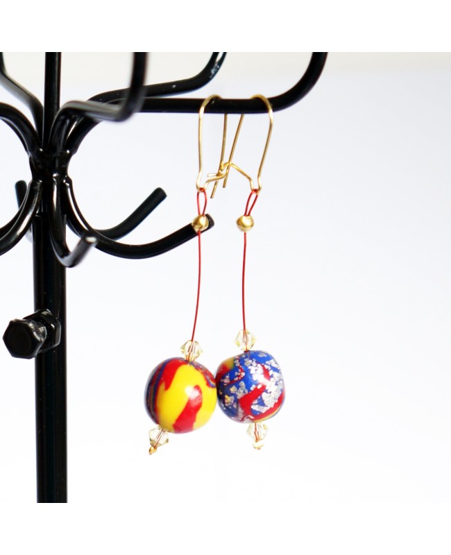 Boucles d'oreilles pendantes multicolores