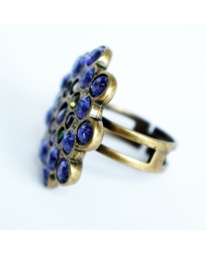 Bague réglable violette et multicolore en cristal de Swarovski Bagues fantaisie en perles, cristal et résine