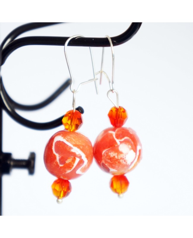 Boucles d'oreilles pendantes oranges