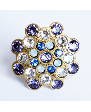 Bague réglable violette, blanche et bleue en cristal de Swarovski Bagues fantaisie en perles, cristal et résine