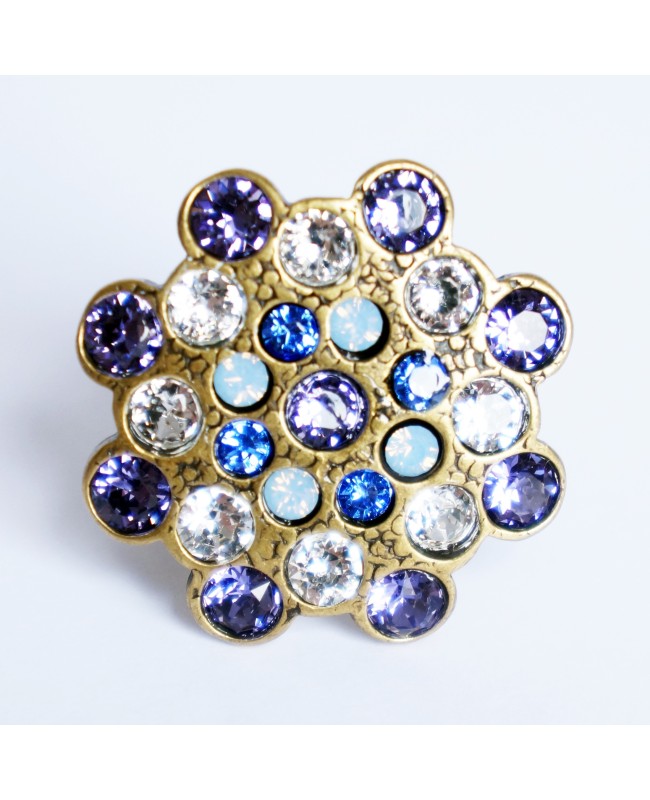 Bague réglable violette, blanche et bleue en cristal de Swarovski Bagues fantaisie en perles, cristal et résine