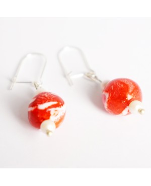 Petites boucles d'oreilles pendantes oranges et blanches Boucles d'oreilles