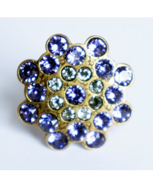 Bague réglable violette et blanche en strass Swarovski Bagues fantaisie en perles, cristal et résine