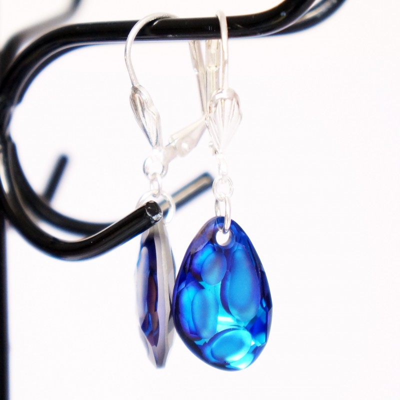 Blue Swarovski crystal drop earrings - Les Bijoux du Nibou