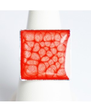 Bague rouge, réglable et carrée Bagues en peinture et résine