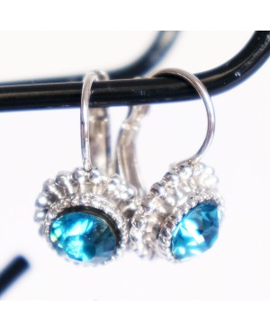 Boucles d'oreilles pendantes turquoises Boucles d'oreilles en perles et cristal