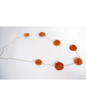 Collier long réversible bleu et doré Sautoirs ou colliers longs