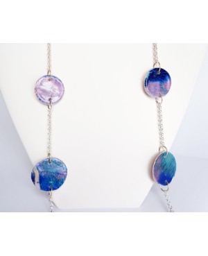 Collier long réversible bleu et doré Sautoirs ou colliers longs