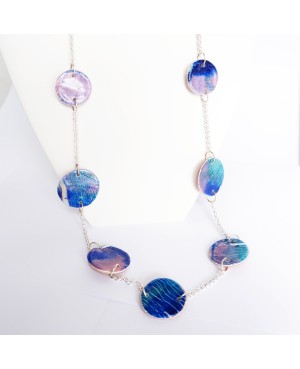 Collier long réversible bleu et doré Sautoirs ou colliers longs