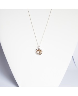 Pendentif beige et rond en cristal de Swarovski avec sa chaîne en argent Pendentifs en perles et cristal