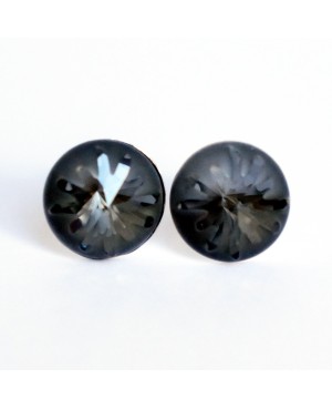 Boucles d'oreilles grises / noires "effet givré" Puces ou clous d'oreilles