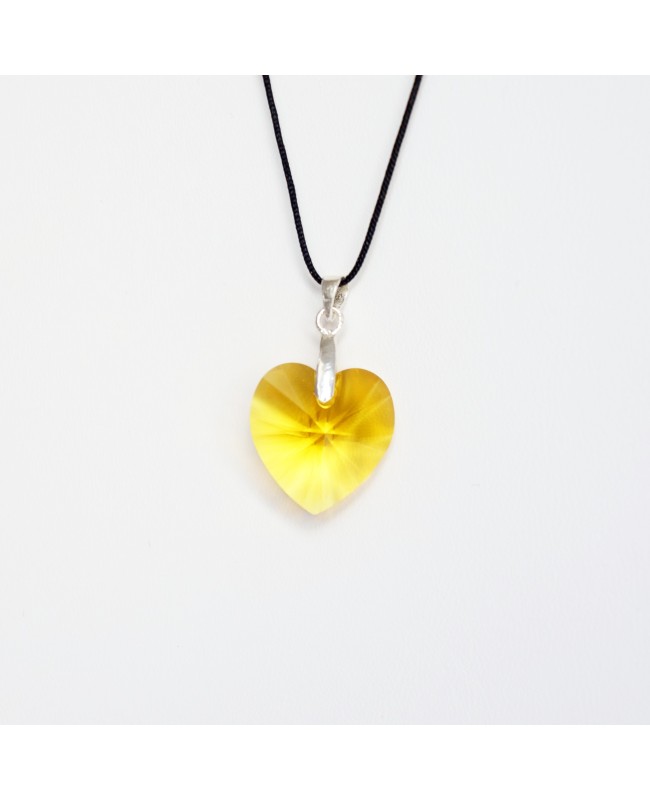 Pendentif coeur jaune en cristal de Swarovski