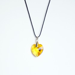 Pendentif coeur jaune en cristal de Swarovski