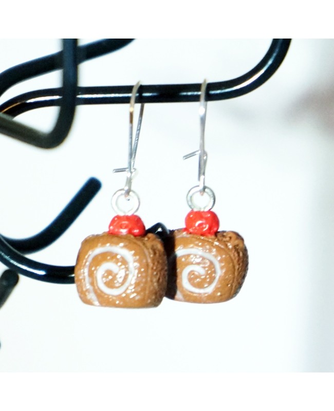 Boucles d'oreilles gâteaux roulés (ou bûches de Noël)