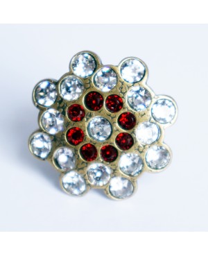 Imitation diamond and ruby adjustable ring Bead and Swarovski crystal rings