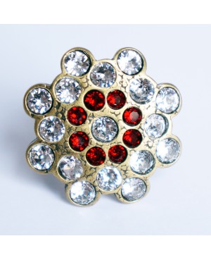 Imitation diamond and ruby adjustable ring Bead and Swarovski crystal rings