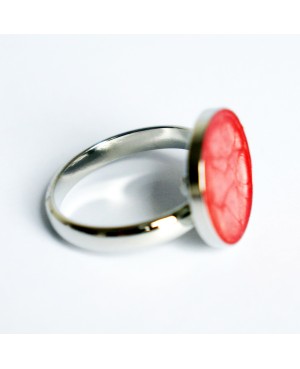 Small red ring with pearlescent white sparkle Painted resin rings