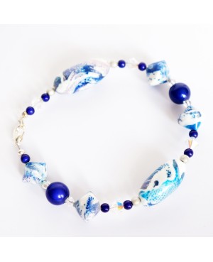Bracelet bleu et blanc entièrement réalisé à la main Bracelets