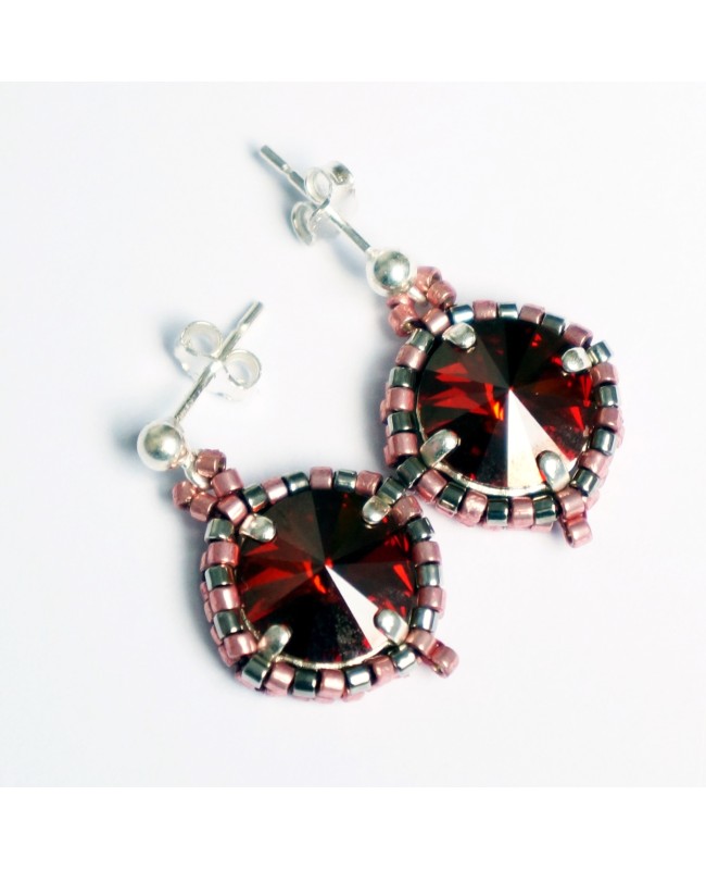 Boucles d'oreilles rouges - oranges en perles de cristal