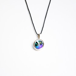 Petit pendentif rond arc-en-ciel ou multicolore en cristal de Swarovski