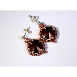 Boucles d'oreilles rouges - oranges en perles de cristal