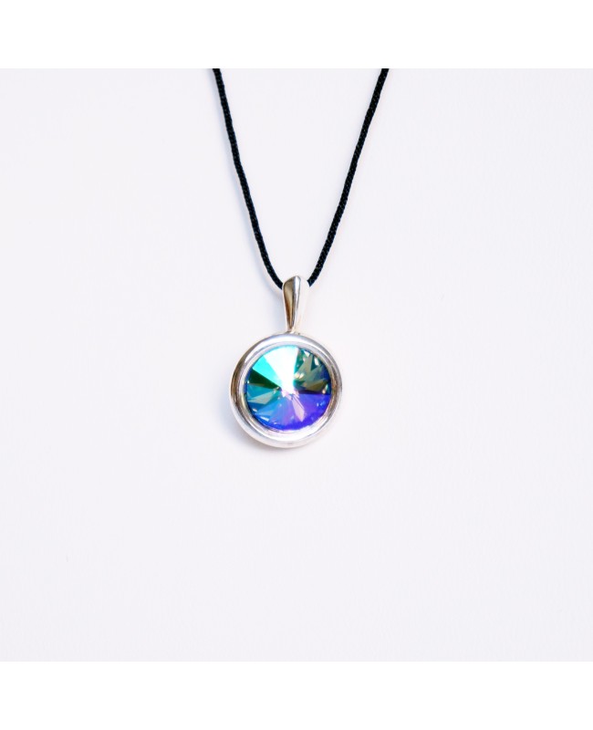 Petit pendentif rond arc-en-ciel ou multicolore en cristal de Swarovski