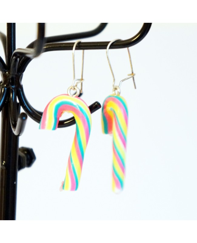 Boucles d'oreilles sucres d'orge multicolores