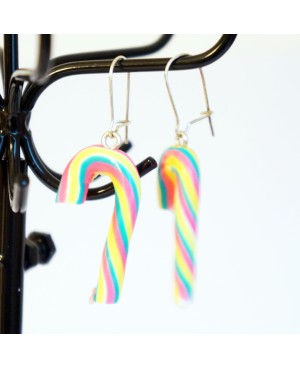 Multi-colored candy cane earrings Earrings