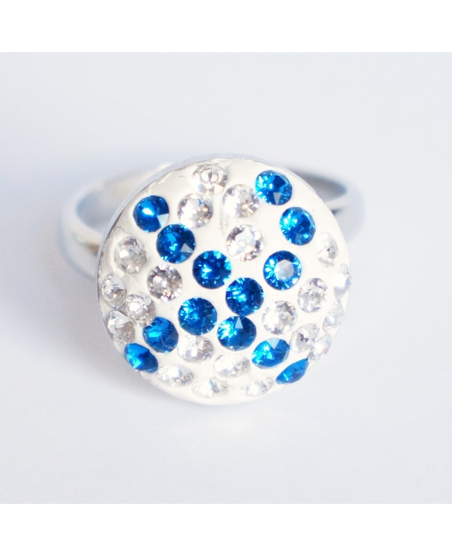 Bague bleue et blanche en cristal de Swarovski