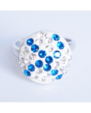 Bague bleue et blanche en cristal de Swarovski Bagues fantaisie en perles, cristal et résine