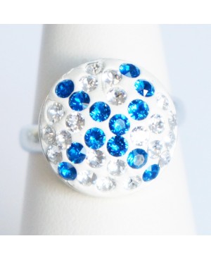 Bague bleue et blanche en cristal de Swarovski Bagues fantaisie en perles, cristal et résine