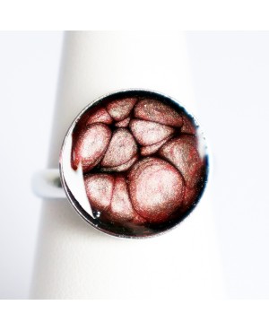 Small black ring with red sparkle Painted resin rings